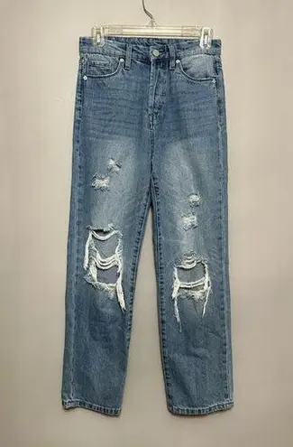 BLANK NYC  Womens The Baxter Straight Leg Jeans Blue Distressed Pockets 25 New