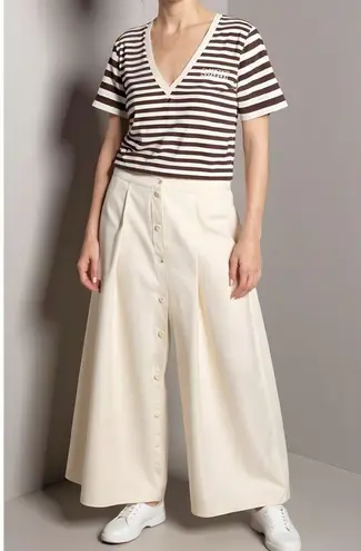 Ganni Striped Software V-Neck Shirt, Mole, XS