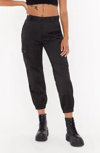 Nasty Gal  Gal After Party Vintage At Ease Pants Small Black Cargo Joggers Y2K