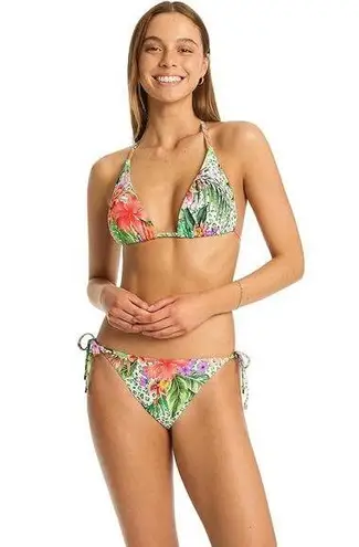 Sea Level Dolce Green Floral Print Tie Side Bikini Swimsuit Bottoms Size 6