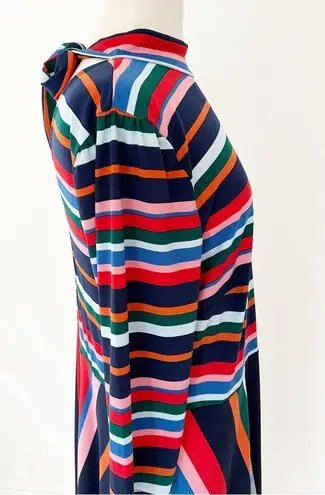 Eloquii Printed Fit and Flare Dress Rainbow Stripe Mock Neck Stretch | 16