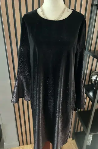 Alfani Women Long Bell Sleeve Glitter Plum Ombré Purple Shift Velvet Dress 12P