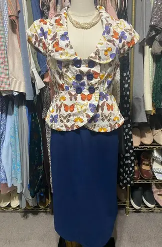 Pendleton Blue Midi A-Line Wool Skirt for Work