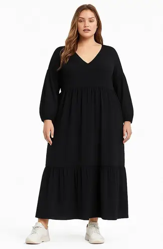 ASOS Curve Chuck On Smock Midi Dress Black Size 16