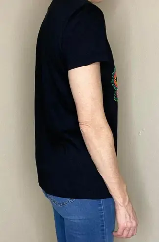 Patrizia Pepe Black Colorful Beaded Nature Bug Fly Graphic Tee