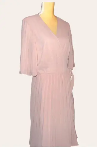 Asos design pretty pale blush wrap around style pleated dress Purple Size 14