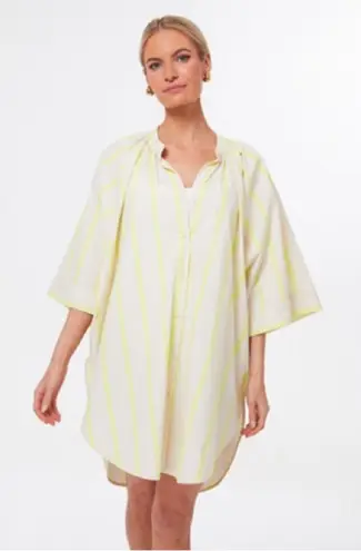 Tuckernuck Pomander Place Pia Striped Cotton Dress Swim Cover Up Yellow Tan XL