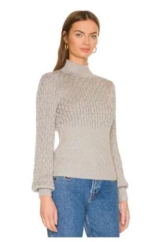 NICHOLAS Renata Sweater Pewter Silver Womens Size L Puff Long Sleeve ($325) Size L