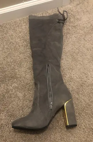 Grey Suede Over the Knee Boots Size 7 Gray