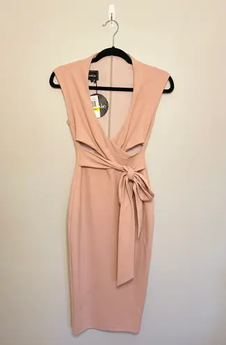 Nookie Miami Midi Tie Dress, Blush, Size M, NWT