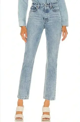 GRLFRND jeans Karolina High Rise Straight Cropped Larchmont light wash 28 denim