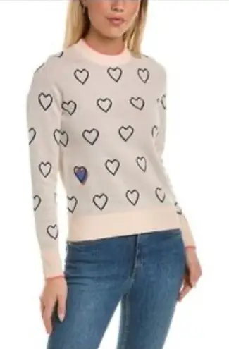 Roller Rabbit Hearts Sweater Knit Top Cream Black Pink Women's Size Small