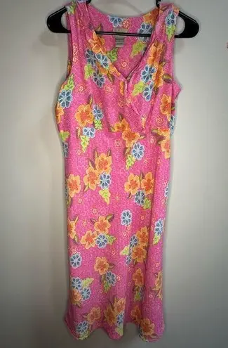 Sigrid Olsen Vintage Y2K Sport Pink Floral Sleeveless Midi Dress Women 8 Easter