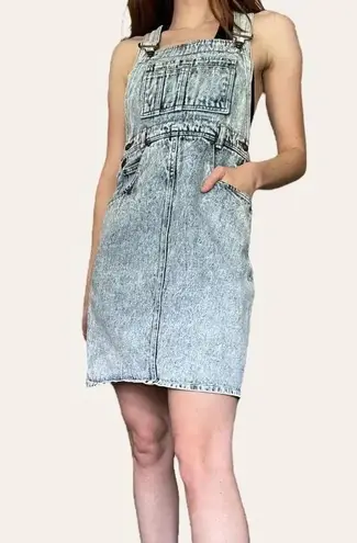 80s/90s vintage acid wash denim overall dress XS Blue