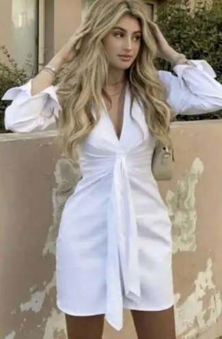 ZARA Front Toe White Button Up Dress thumbnail 3