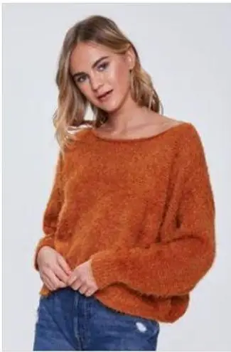 Forever 21 Orange  Fuzzy Knit Drop Sleeve Sweater