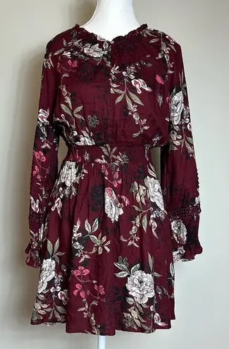 American Rag  High Neck Long‎ Sleeve Floral Rayon Dress