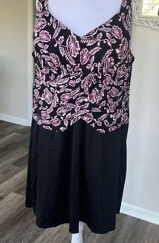 Swimsuits for all power suit swimdress one piece skirted size 24 Black