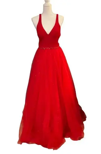 Ellie Wilde by Mon Cherie Womens Prom Dress Size 2 Red Formal Gala HOCO