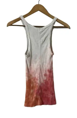 RE/DONE  Tie Dye Ombré Cotton White Ribbed Knit Tank Top