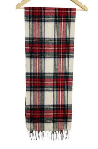 The Skye Croft Collection Long Lambswool Tartan Check Plaid Fringed Scarf