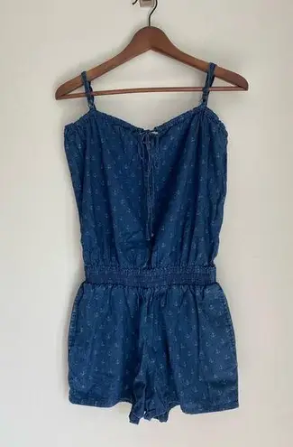 Express Chambray Anchor Print Romper | Size Small Blue