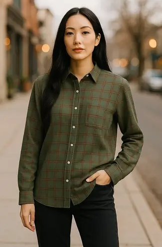 Frank & Eileen Finbar Plaid Flannel Shirt Size Small Green Relaxed Button Down - Image 1