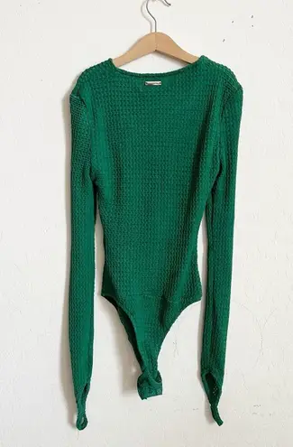 Maniere De Voir Textured Cut Out Bodysuit Green