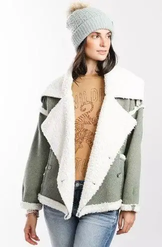 Oli & Hali Oversized Knit Jacket Green Sherpa Size L