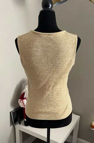 Kalico Women’s Sleeveless Scoop Neck Gold Metallic Knit Top Size Medium