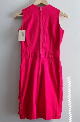 NWT Preen Line • Red Denim Tiered Ruffle Sheath V