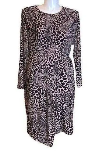 Alfani Womens Stretchy Animal Cheetah Print Sheath Dress Pink Black Large NWT