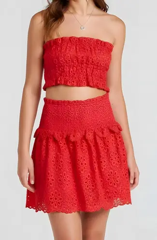 Hill House Scallop Lace June Nap Top, Poppy Red, XS