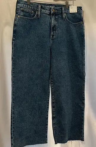 J.CREW SLIM WIDE LEG MEDIUM WASH NON DISTRESSED RAW HEM DENIM JEAN SIZE 31 P nwt Blue