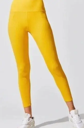 Carbon38 Ribbed 7/8 Legging Womens XS Yellow Athletic Pants