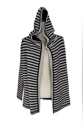 Calypso St. Barth Black Gray Cashmere Hoodie Open Cardigan One Size Fits All
