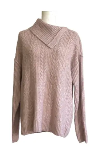 Verve Ami Sweater Pink Split Shawl Cowl Neck Soft Cable Knit Tunic XL NEW - Image 1