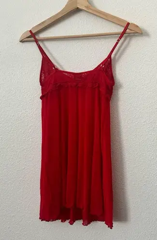 Victoria's Secret Victoria’s Secret Y2K Lace Strappy Sheer Tank Lingerie Red Babydoll size small