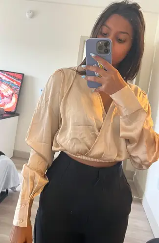 NA-KD Champagne Wrap Top