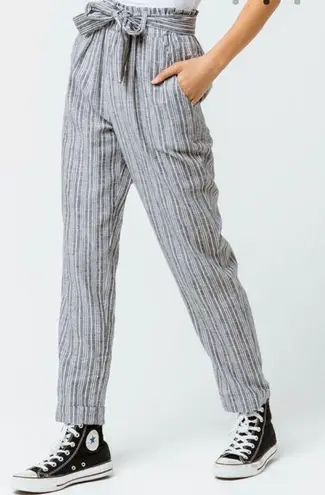 Tilly's Blue Striped Paper Bag Pants