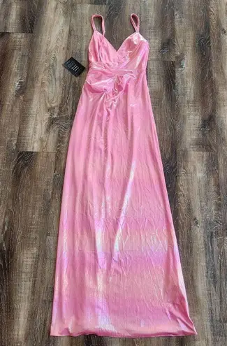Retrofête Retrofete Yesi Dress Flamingo Pink Size XXS NWT Metallic Maxi Spaghetti Straps