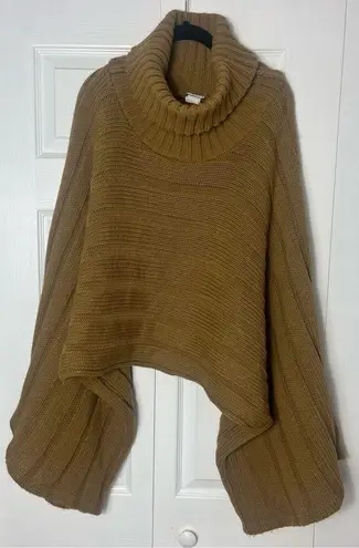 Concert Brown Olive Turtleneck Heavy Knit Pullover Sweater Wide Sleeves One Size Size undefined