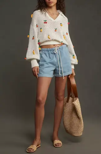 Farm Rio Crochet 3D Fruit Embellishments Sweater, Size M