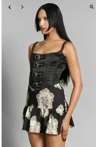 NWT Zemeta Flora Locket Corset Mini Dress Size M Punk Emo Grunge Renaissance Black Size M