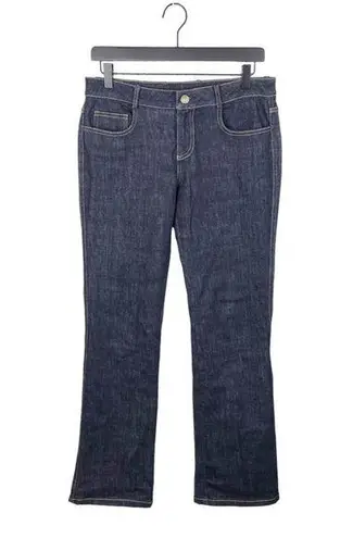 St. John Dark Wash Denim Jeans Rhinestone Jewel Flower Pockets Women's Size 4