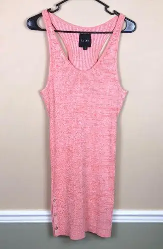 Le Ore Women’s Rimini Ribbed Knit Pink Mother Pearl Buttons Racerback Tank Dress Size M
