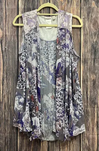 LOGO By Lori Goldstein LOGO Lori Goldstein Purple Floral Cardigan