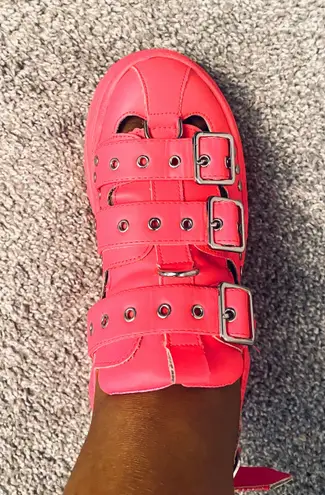Cape Robbin Pink Buckle Cape Robin Platform Sandals