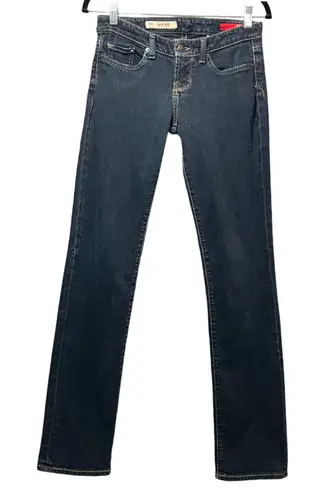 Y2K Aeropostale X2 Slim Jeans Size 0 Long Low Rise Straight Leg Dark Wash Denim Blue