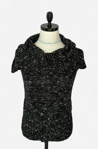 Rue21 Y2K Black & White Knit Short Sleeve Cowl Neck Sweater Top